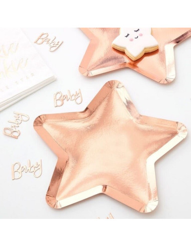 Piatti da festa a forma di stella oro rosa - Decorazione Baby Shower - Bellefete.ch