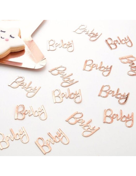 Coriandoli da festa "Baby" Rose Gold - Decorazione da tavola Baby Shower - Bellefete.ch