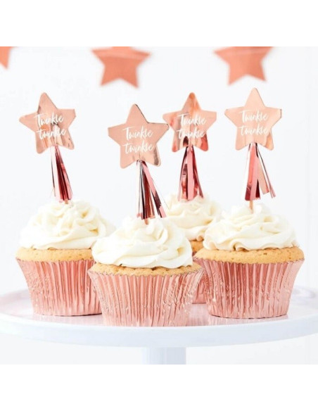 Pics à cupcakes Baby Shower Étoile - Rose Gold - Articles de fête de naissance - Suisse
