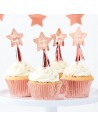 Plettri per cupcake con stella in oro rosa