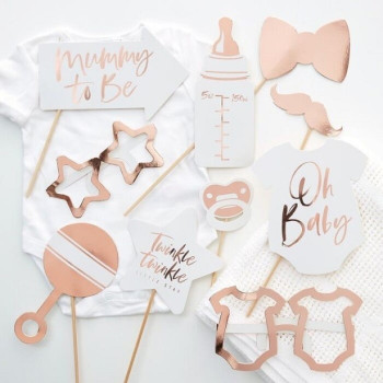 Accessori fotografici Baby Shower “Stella” Rose Gold – arredamento photobooth per baby party - Boutique Svizzera BelleFete.ch