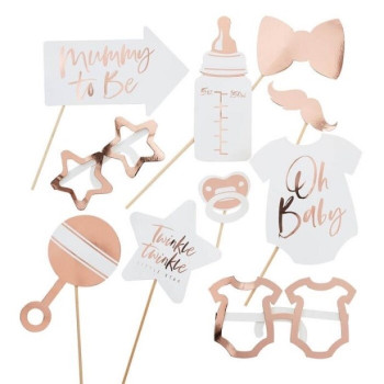 Accessori fotografici Baby Shower “Stella” Rose Gold – arredamento photobooth per baby party - Boutique Svizzera BelleFete.ch 2
