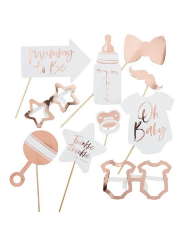ACCESSORI PER PHOTOBOOTH BABY SHOWER STAR ROSE GOLD ECONOMICI
