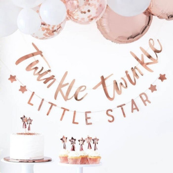 Ghirlanda di festa Baby Shower Stella Rose gold - Articoli festa di nascita - Svizzera