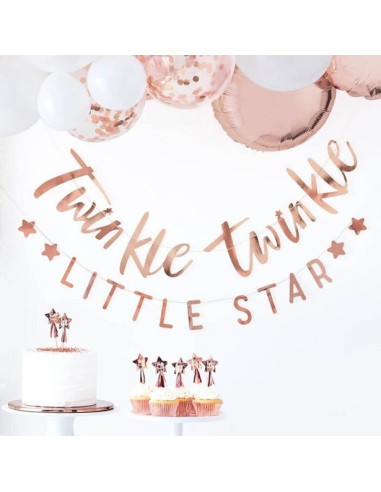 Ghirlanda di festa Baby Shower Stella Rose gold - Articoli festa di nascita - Svizzera