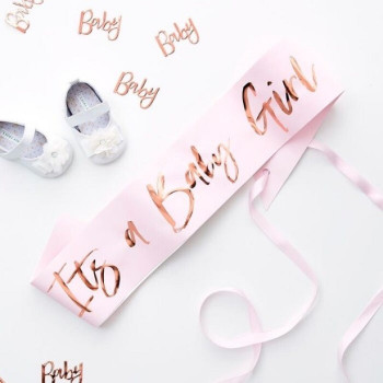 Sciarpa rosa "It's a baby girl" - Decorazione Baby Shower - Accessori per feste - Bellefete.ch