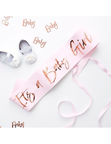 Sciarpa rosa "It's a baby girl" - Decorazione Baby Shower - Accessori per feste - Bellefete.ch