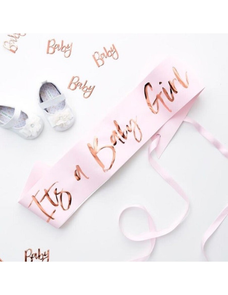 Sciarpa rosa "It's a baby girl" - Decorazione Baby Shower - Accessori per feste - Bellefete.ch