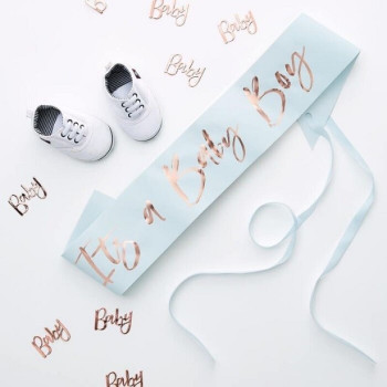 Sciarpa blu "It's a baby boy" - Decorazione Baby Shower - Articoli da festa - Bellefete.ch
