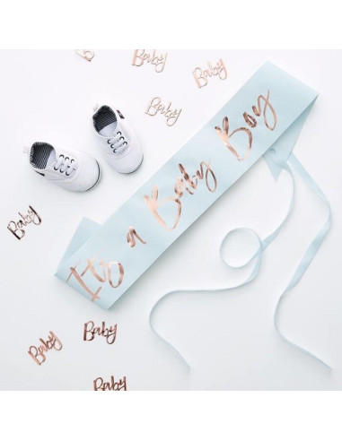 Sciarpa blu "It's a baby boy" - Decorazione Baby Shower - Articoli da festa - Bellefete.ch