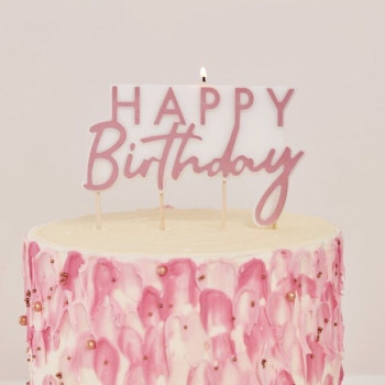 Candela Buon Compleanno Rose gold - Decorazione torta elegante - Bellefete.ch