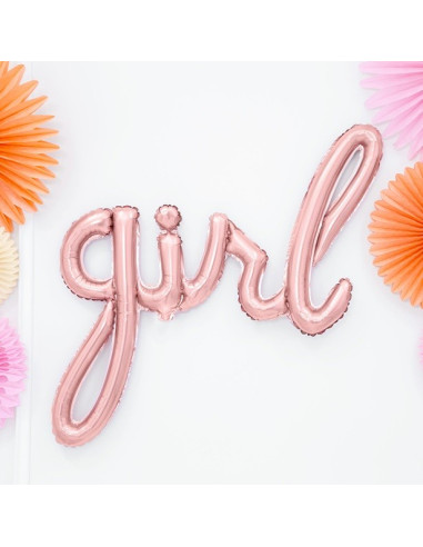 Ballon en aluminium Rose Gold "Girl" - Décorations baby shower en Suisse - Bellefete.ch