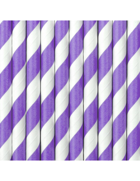 Gestreifte Strohhalme aus Papier Lila - Partydekoration - Bellefete.ch - Schweiz