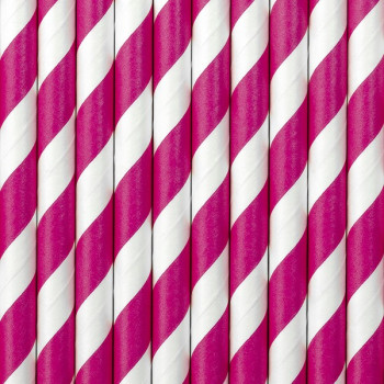 Pailles en papier à rayures Rose Vif - Bellefete.ch - Suisse - Décorations de table