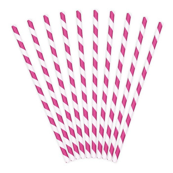 Gestreifte Papierstrohhalme Rosa Vif - Bellefete.ch - Schweiz - Tischdekoration 2