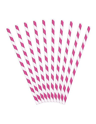 Pailles à papier rose et blanc