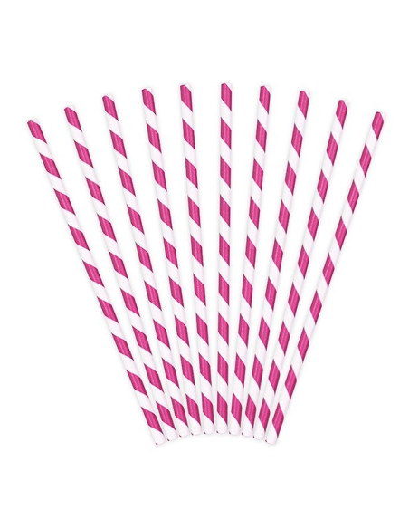 Pailles à papier rose et blanc