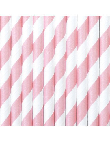 Strohhalme Hellrosa gestreift - Partydekoration - Bellefete.ch - Schweiz