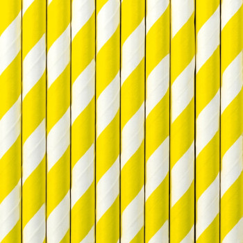 Pailles de fête à rayures Jaune - Accessoire vaisselle fête et célébration - Bellefete.ch