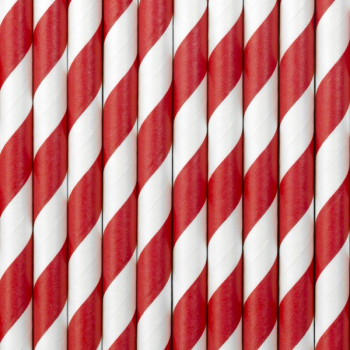 Cannucce di carta a righe Rosse - Decorazione della tavola - Stoviglie usa e getta - Bellefete.ch - Svizzera
