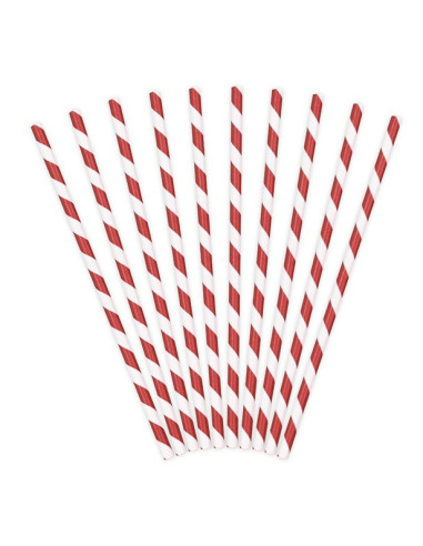 PAILLES EN PAPIER RAYURES ROUGE