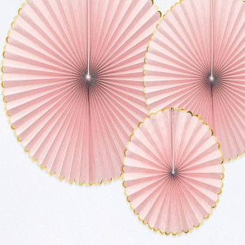 Decorazioni a ventagli rosa chiaro e oro – decorazione elegante e festosa | BelleFete.ch 2