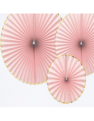 DECORATIONS EN EVENTAILS ROSE PASTEL