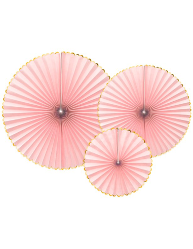Decorazioni a ventagli rosa chiaro e oro – decorazione elegante e festosa | BelleFete.ch