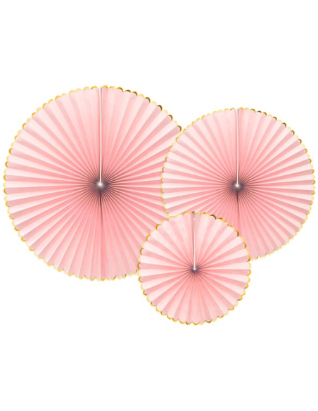 Decorazioni a ventagli rosa chiaro e oro – decorazione elegante e festosa | BelleFete.ch