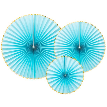Decorazioni di ventagli in Azzurro e Oro - Decorazione Compleanno Adulti e Bambini - Bellefete.ch