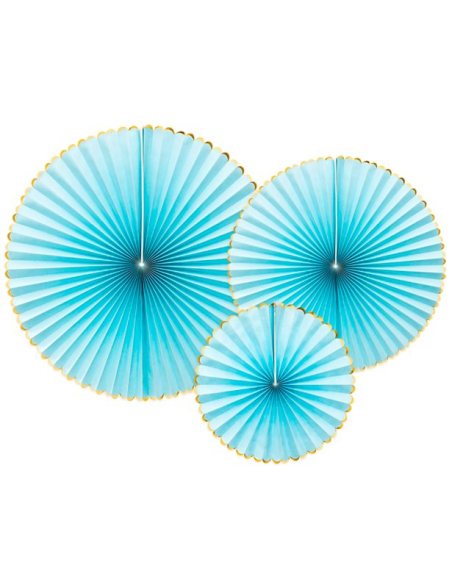 Decorazioni di ventagli in Azzurro e Oro - Decorazione Compleanno Adulti e Bambini - Bellefete.ch