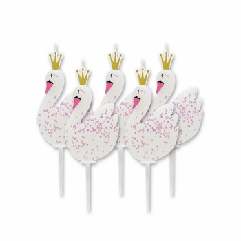 5 Geburtstagskerzen in Form eines Schwans - Zubehör für Partybäck Prinzessin und Märchen - Bellefete.ch 2