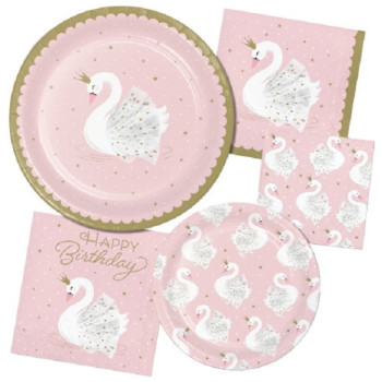16 Serviettes de fête à boisson Thème Cygne Blanc - Déco de table enfant - Bellefete.ch 2
