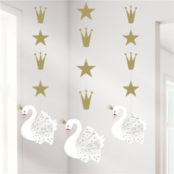 3 Sospensioni per feste in cartone Cigno Bianco - Decorazione sala di compleanno - Bellefete.ch