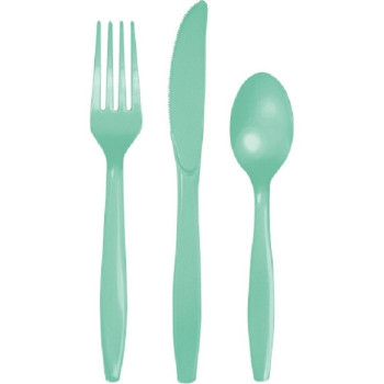 Posate da festa in plastica Verde Menta - Decorazione della tavola - Bellefete.ch