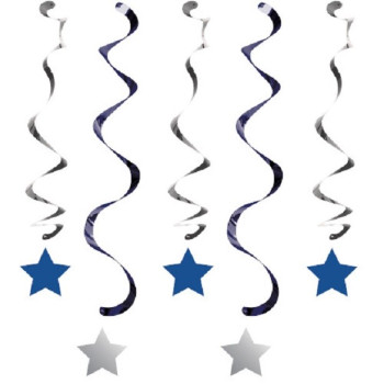 Décorations à suspendre Étoile Bleue et Argent - Décoration de fête - Suisse