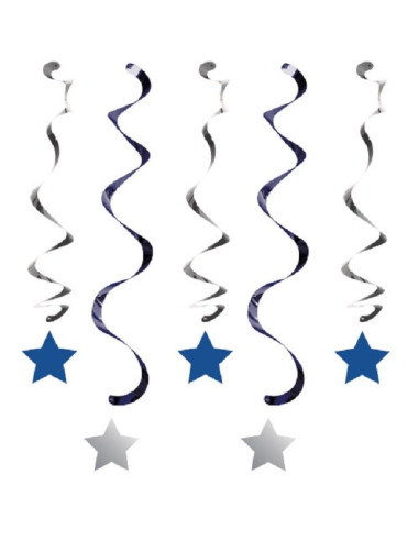 Décorations à suspendre Étoile Bleue et Argent - Décoration de fête - Suisse