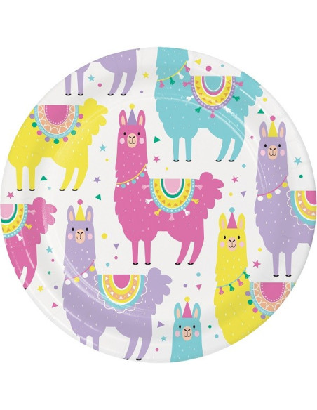 8 Piatti da dessert Lama - Decorazione da tavola a tema - Bellefete.ch - Più di 50 Temi di Festa per Bambini