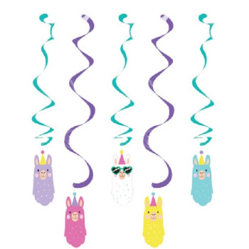 5 Decorazioni per feste da appendere Lama - Sospensioni di compleanno per bambini - Bellefete.ch