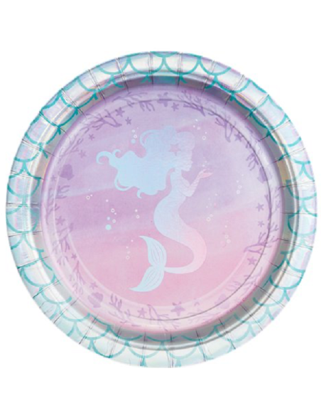 8 Dessertteller Mermaid Sirène - Einweg-Geburtstagsgeschirr Sirena - Bellefete.ch