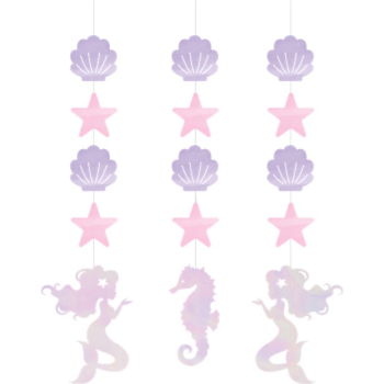 3 Sospensioni per feste Mermaid Sirène - Decorazione di compleanno Sirena e Oceano - Bellefete.ch