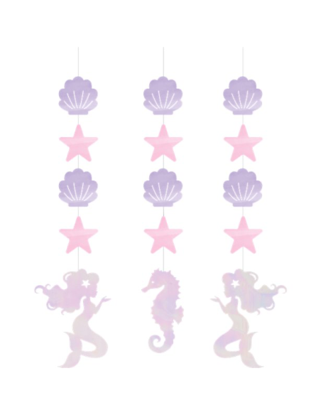 3 Sospensioni per feste Mermaid Sirène - Decorazione di compleanno Sirena e Oceano - Bellefete.ch