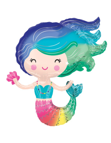Palloncino gigante in alluminio Sirena - Decorazione per feste a tema - Bellefete.ch - Più di 50 temi per feste per bambini