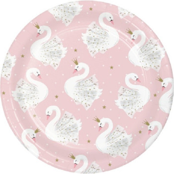 8 Assiettes de fête à dessert Cygne Blanc - Décoration Anniversaire Fille Princesse - Bellefete.ch