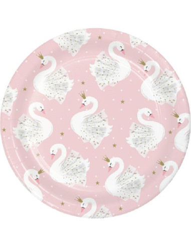8 Assiettes de fête à dessert Cygne Blanc - Décoration Anniversaire Fille Princesse - Bellefete.ch