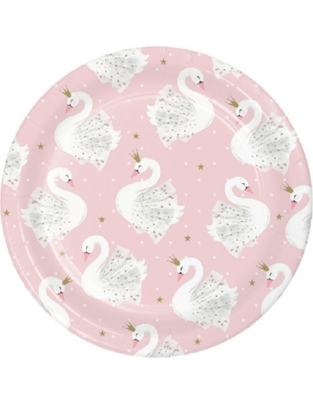 8 Assiettes de fête à dessert Cygne Blanc - Décoration Anniversaire Fille Princesse - Bellefete.ch