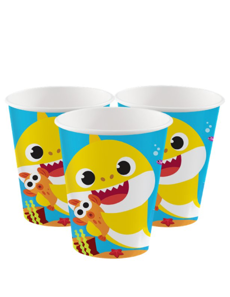 8 Bicchieri di compleanno Baby Shark - Tema festa per bambini - Bellefete.ch - Più di 50 temi per feste per bambini