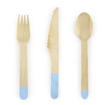 Holzbesteck Blau - Natürliche Tischdekoration - Einweggeschirr - BELLEFETE.CH