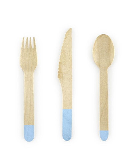 Posate in legno Azzurro - Decorazione della tavola naturale - Stoviglie usa e getta - BELLEFETE.CH