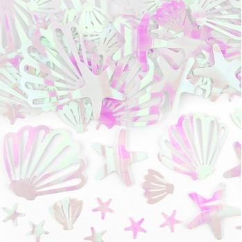 Coriandoli da festa conchiglie e stelle di mare iridescenti - Decorazione da tavola Sirena o Oceano - Bellefete.ch